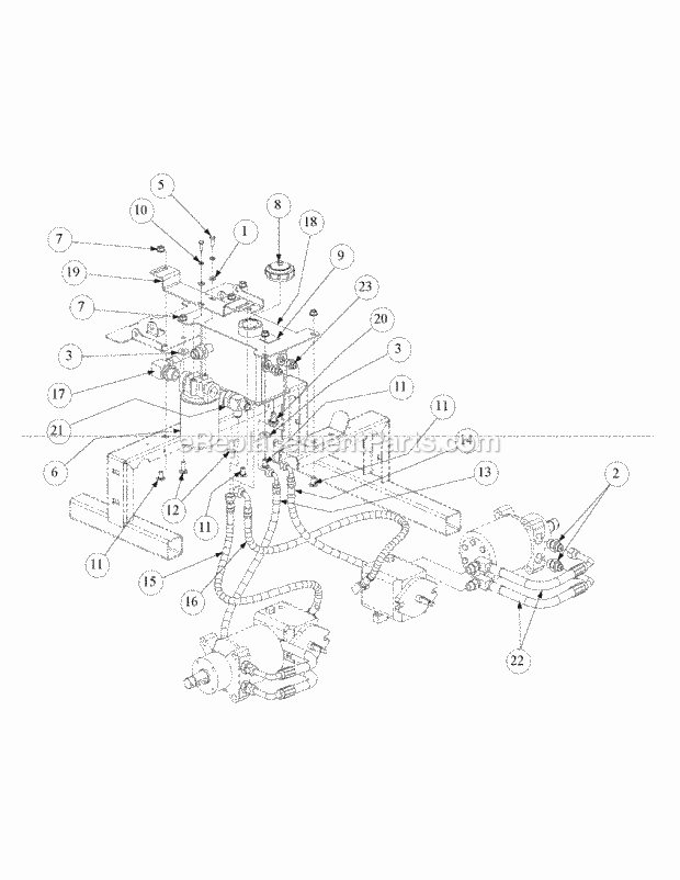Hydro Tank And Hose Assembly Diagram and Parts List for M60-KW 53AB5GFX750 Cub Cadet Sprayer